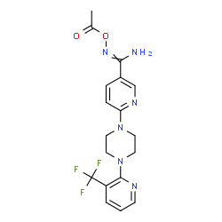 ChemSpider 2D Image | N'-(acetyloxy)-6-{4-[3-(trifluoromethyl)pyridin-2-yl]piperazino}pyridine-3-carboximidamide | C18H19F3N6O2