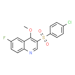 ChemSpider 2D Image | 3-[(4-Chlorophenyl)sulfonyl]-6-fluoro-4-methoxyquinoline | C16H11ClFNO3S