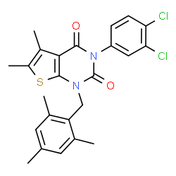 ChemSpider 2D Image | 3-(3,4-Dichlorophenyl)-1-(mesitylmethyl)-5,6-dimethylthieno[2,3-d]pyrimidine-2,4(1H,3H)-dione | C24H22Cl2N2O2S