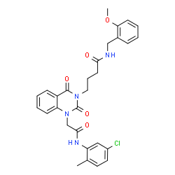 ChemSpider 2D Image | 4-[1-{2-[(5-Chloro-2-methylphenyl)amino]-2-oxoethyl}-2,4-dioxo-1,4-dihydro-3(2H)-quinazolinyl]-N-(2-methoxybenzyl)butanamide | C29H29ClN4O5