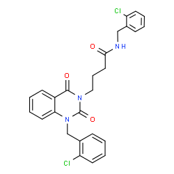 ChemSpider 2D Image | N-(2-Chlorobenzyl)-4-[1-(2-chlorobenzyl)-2,4-dioxo-1,4-dihydro-3(2H)-quinazolinyl]butanamide | C26H23Cl2N3O3