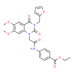 ChemSpider 2D Image | Ethyl 4-({[3-(2-furylmethyl)-6,7-dimethoxy-2,4-dioxo-3,4-dihydro-1(2H)-quinazolinyl]acetyl}amino)benzoate | C26H25N3O8