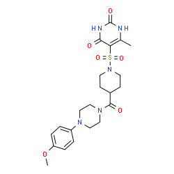 ChemSpider 2D Image | 5-[(4-{[4-(4-Methoxyphenyl)-1-piperazinyl]carbonyl}-1-piperidinyl)sulfonyl]-6-methyl-2,4(1H,3H)-pyrimidinedione | C22H29N5O6S