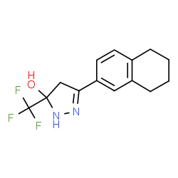 ChemSpider 2D Image | 3-(5,6,7,8-Tetrahydro-2-naphthalenyl)-5-(trifluoromethyl)-4,5-dihydro-1H-pyrazol-5-ol | C14H15F3N2O