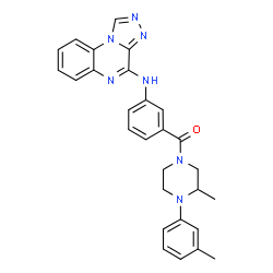 ChemSpider 2D Image | [3-Methyl-4-(3-methylphenyl)-1-piperazinyl][3-([1,2,4]triazolo[4,3-a]quinoxalin-4-ylamino)phenyl]methanone | C28H27N7O