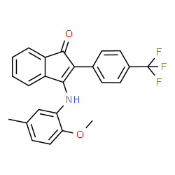 ChemSpider 2D Image | 3-[(2-Methoxy-5-methylphenyl)amino]-2-[4-(trifluoromethyl)phenyl]-1H-inden-1-one | C24H18F3NO2