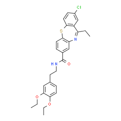 ChemSpider 2D Image | 2-Chloro-N-[2-(3,4-diethoxyphenyl)ethyl]-11-ethyldibenzo[b,f][1,4]thiazepine-8-carboxamide | C28H29ClN2O3S