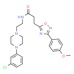 ChemSpider 2D Image | N-{2-[4-(3-Chlorophenyl)-1-piperazinyl]ethyl}-3-[3-(4-methoxyphenyl)-1,2,4-oxadiazol-5-yl]propanamide | C24H28ClN5O3