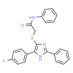 ChemSpider 2D Image | 2-{[4-(4-Fluorophenyl)-2-phenyl-1H-imidazol-5-yl]sulfanyl}-N-phenylacetamide | C23H18FN3OS