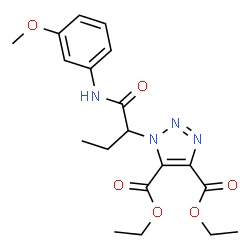ChemSpider 2D Image | Diethyl 1-{1-[(3-methoxyphenyl)amino]-1-oxo-2-butanyl}-1H-1,2,3-triazole-4,5-dicarboxylate | C19H24N4O6