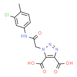 ChemSpider 2D Image | 1-{2-[(3-Chloro-4-methylphenyl)amino]-2-oxoethyl}-1H-1,2,3-triazole-4,5-dicarboxylic acid | C13H11ClN4O5