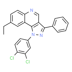 ChemSpider 2D Image | 1-(3,4-Dichlorophenyl)-8-ethyl-3-phenyl-1H-pyrazolo[4,3-c]quinoline | C24H17Cl2N3