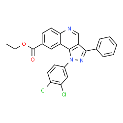 ChemSpider 2D Image | Ethyl 1-(3,4-dichlorophenyl)-3-phenyl-1H-pyrazolo[4,3-c]quinoline-8-carboxylate | C25H17Cl2N3O2