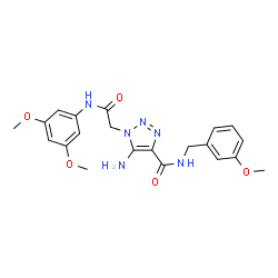 ChemSpider 2D Image | 5-Amino-1-{2-[(3,5-dimethoxyphenyl)amino]-2-oxoethyl}-N-(3-methoxybenzyl)-1H-1,2,3-triazole-4-carboxamide | C21H24N6O5