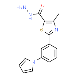 ChemSpider 2D Image | 4-Methyl-2-[3-(1H-pyrrol-1-yl)phenyl]-1,3-thiazole-5-carbohydrazide | C15H14N4OS