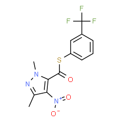 ChemSpider 2D Image | S-[3-(Trifluoromethyl)phenyl] 1,3-dimethyl-4-nitro-1H-pyrazole-5-carbothioate | C13H10F3N3O3S
