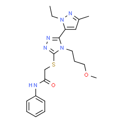 ChemSpider 2D Image | N1-phenyl-2-{[5-(1-ethyl-3-methyl-1H-pyrazol-5-yl)-4-(3-methoxypropyl)-4H-1,2,4-triazol-3-yl]thio}acetamide | C20H26N6O2S
