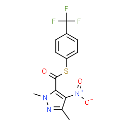 ChemSpider 2D Image | 4-(trifluoromethyl)phenyl 1,3-dimethyl-4-nitro-1H-pyrazole-5-carbothioate | C13H10F3N3O3S