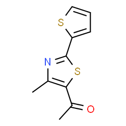 ChemSpider 2D Image | 1-[4-Methyl-2-(2-thienyl)-1,3-thiazol-5-yl]ethanone | C10H9NOS2