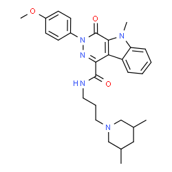 ChemSpider 2D Image | N-[3-(3,5-Dimethyl-1-piperidinyl)propyl]-3-(4-methoxyphenyl)-5-methyl-4-oxo-4,5-dihydro-3H-pyridazino[4,5-b]indole-1-carboxamide | C29H35N5O3