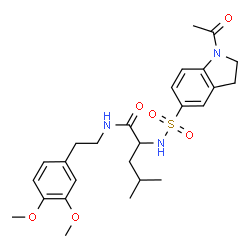 ChemSpider 2D Image | N~2~-[(1-Acetyl-2,3-dihydro-1H-indol-5-yl)sulfonyl]-N-[2-(3,4-dimethoxyphenyl)ethyl]leucinamide | C26H35N3O6S