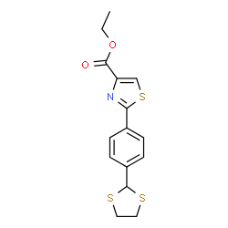 ChemSpider 2D Image | Ethyl 2-[4-(1,3-dithiolan-2-yl)phenyl]-1,3-thiazole-4-carboxylate | C15H15NO2S3