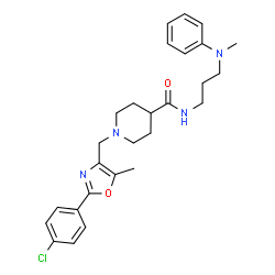 ChemSpider 2D Image | 1-{[2-(4-Chlorophenyl)-5-methyl-1,3-oxazol-4-yl]methyl}-N-{3-[methyl(phenyl)amino]propyl}-4-piperidinecarboxamide | C27H33ClN4O2