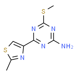ChemSpider 2D Image | 4-(2-methyl-1,3-thiazol-4-yl)-6-(methylthio)-1,3,5-triazin-2-amine | C8H9N5S2