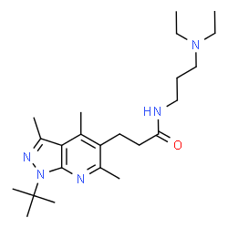 ChemSpider 2D Image | N-[3-(Diethylamino)propyl]-3-[3,4,6-trimethyl-1-(2-methyl-2-propanyl)-1H-pyrazolo[3,4-b]pyridin-5-yl]propanamide | C23H39N5O