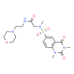 ChemSpider 2D Image | N~2~-[(1,3-Dimethyl-2,4-dioxo-1,2,3,4-tetrahydro-6-quinazolinyl)sulfonyl]-N~2~-methyl-N-[2-(4-morpholinyl)ethyl]glycinamide | C19H27N5O6S