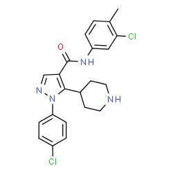 ChemSpider 2D Image | N-(3-Chloro-4-methylphenyl)-1-(4-chlorophenyl)-5-(4-piperidinyl)-1H-pyrazole-4-carboxamide | C22H22Cl2N4O