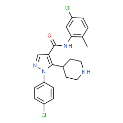 ChemSpider 2D Image | N-(5-Chloro-2-methylphenyl)-1-(4-chlorophenyl)-5-(4-piperidinyl)-1H-pyrazole-4-carboxamide | C22H22Cl2N4O