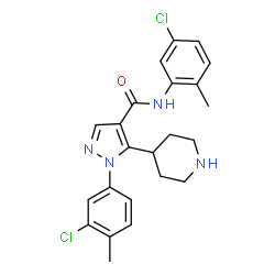 ChemSpider 2D Image | 1-(3-Chloro-4-methylphenyl)-N-(5-chloro-2-methylphenyl)-5-(4-piperidinyl)-1H-pyrazole-4-carboxamide | C23H24Cl2N4O