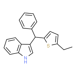 ChemSpider 2D Image | 3-[(5-Ethyl-2-thienyl)(phenyl)methyl]-1H-indole | C21H19NS