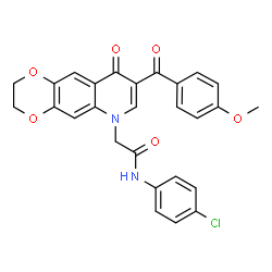 ChemSpider 2D Image | N-(4-Chlorophenyl)-2-[8-(4-methoxybenzoyl)-9-oxo-2,3-dihydro[1,4]dioxino[2,3-g]quinolin-6(9H)-yl]acetamide | C27H21ClN2O6