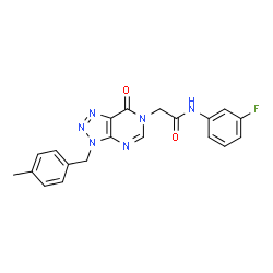 ChemSpider 2D Image | N-(3-Fluorophenyl)-2-[3-(4-methylbenzyl)-7-oxo-3,7-dihydro-6H-[1,2,3]triazolo[4,5-d]pyrimidin-6-yl]acetamide | C20H17FN6O2