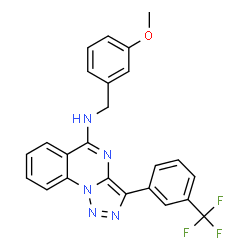 ChemSpider 2D Image | N-(3-Methoxybenzyl)-3-[3-(trifluoromethyl)phenyl][1,2,3]triazolo[1,5-a]quinazolin-5-amine | C24H18F3N5O