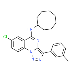 ChemSpider 2D Image | 7-Chloro-N-cyclooctyl-3-(3-methylphenyl)[1,2,3]triazolo[1,5-a]quinazolin-5-amine | C24H26ClN5