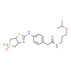 ChemSpider 2D Image | 2-{4-[(5,5-Dioxido-3a,4,6,6a-tetrahydrothieno[3,4-d][1,3]thiazol-2-yl)amino]phenyl}-N-(3-isopropoxypropyl)acetamide | C19H27N3O4S2