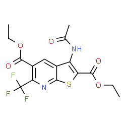 ChemSpider 2D Image | Diethyl 3-acetamido-6-(trifluoromethyl)thieno[2,3-b]pyridine-2,5-dicarboxylate | C16H15F3N2O5S