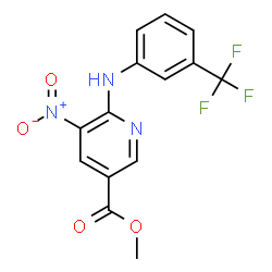 ChemSpider 2D Image | methyl 5-nitro-6-[3-(trifluoromethyl)anilino]nicotinate | C14H10F3N3O4