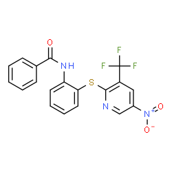ChemSpider 2D Image | N1-(2-{[5-nitro-3-(trifluoromethyl)-2-pyridyl]thio}phenyl)benzamide | C19H12F3N3O3S