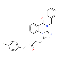 ChemSpider 2D Image | 3-(4-Benzyl-5-oxo-4,5-dihydro[1,2,4]triazolo[4,3-a]quinazolin-1-yl)-N-(4-fluorobenzyl)propanamide | C26H22FN5O2