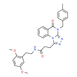 ChemSpider 2D Image | N-[2-(2,5-Dimethoxyphenyl)ethyl]-3-[4-(4-methylbenzyl)-5-oxo-4,5-dihydro[1,2,4]triazolo[4,3-a]quinazolin-1-yl]propanamide | C30H31N5O4