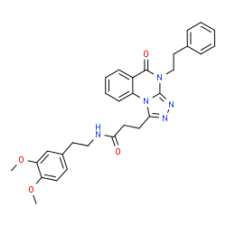 ChemSpider 2D Image | N-[2-(3,4-Dimethoxyphenyl)ethyl]-3-[5-oxo-4-(2-phenylethyl)-4,5-dihydro[1,2,4]triazolo[4,3-a]quinazolin-1-yl]propanamide | C30H31N5O4