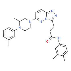 ChemSpider 2D Image | N-(3,4-Dimethylphenyl)-3-{6-[3-methyl-4-(3-methylphenyl)-1-piperazinyl][1,2,4]triazolo[4,3-b]pyridazin-3-yl}propanamide | C28H33N7O