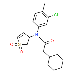 ChemSpider 2D Image | N-(3-Chloro-4-methylphenyl)-2-cyclohexyl-N-(1,1-dioxido-2,3-dihydro-3-thiophenyl)acetamide | C19H24ClNO3S