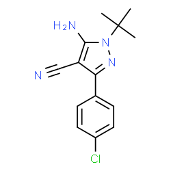ChemSpider 2D Image | 5-Amino-1-tert-butyl-3-(4-chlorophenyl)-1H-pyrazole-4-carbonitrile | C14H15ClN4