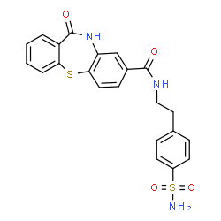 ChemSpider 2D Image | 11-Oxo-N-[2-(4-sulfamoylphenyl)ethyl]-10,11-dihydrodibenzo[b,f][1,4]thiazepine-8-carboxamide | C22H19N3O4S2