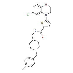 ChemSpider 2D Image | 5-(6-Chloro-2,3-dihydro-4H-1,4-benzoxazin-4-yl)-N-{[1-(4-methylbenzyl)-4-piperidinyl]methyl}-2-thiophenecarboxamide | C27H30ClN3O2S